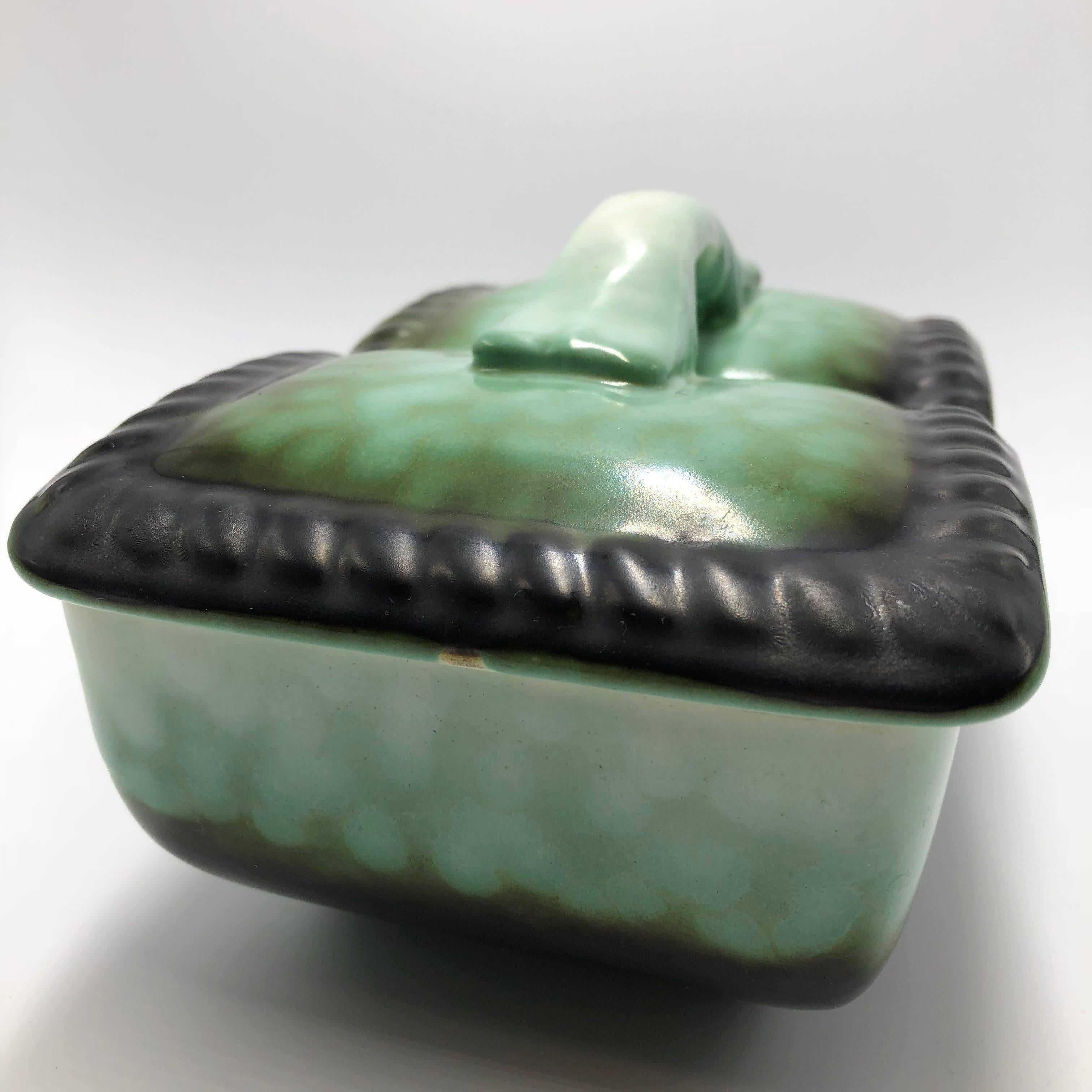 1930s Faience Elsterwerda Bonbon Dish or Box, Art Deco For Sale 2