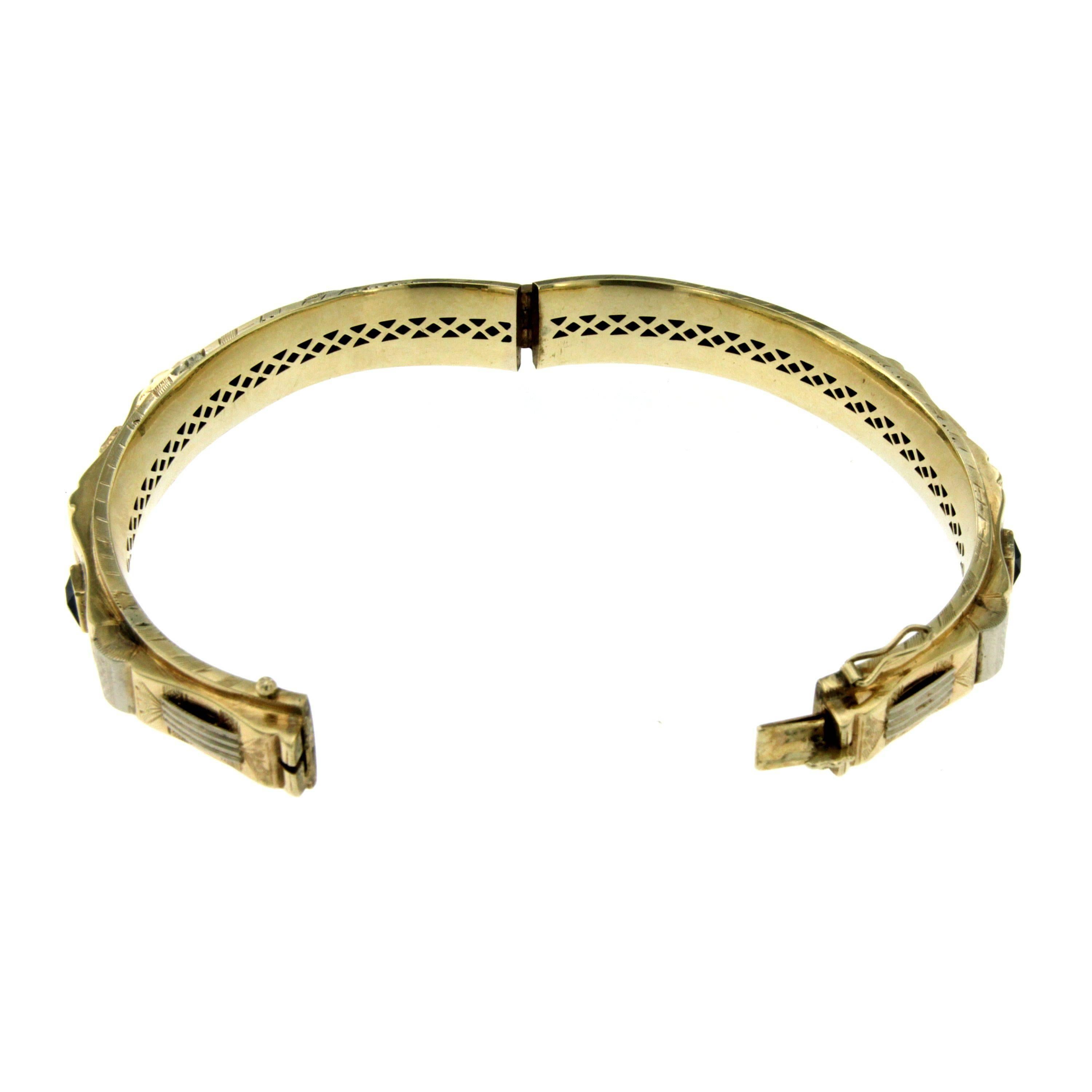 1930s Fasces Lictorii Gold Bangle Bracelet In Excellent Condition For Sale In Napoli, Italy