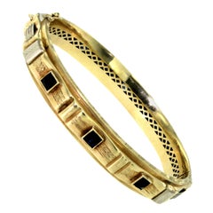 1930s Fasces Lictorii Gold Bangle Bracelet