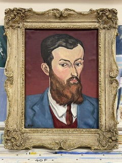 Pittura ad olio firmata Fauvista Europea degli anni '30 - Ritratto di giovane uomo barbuto