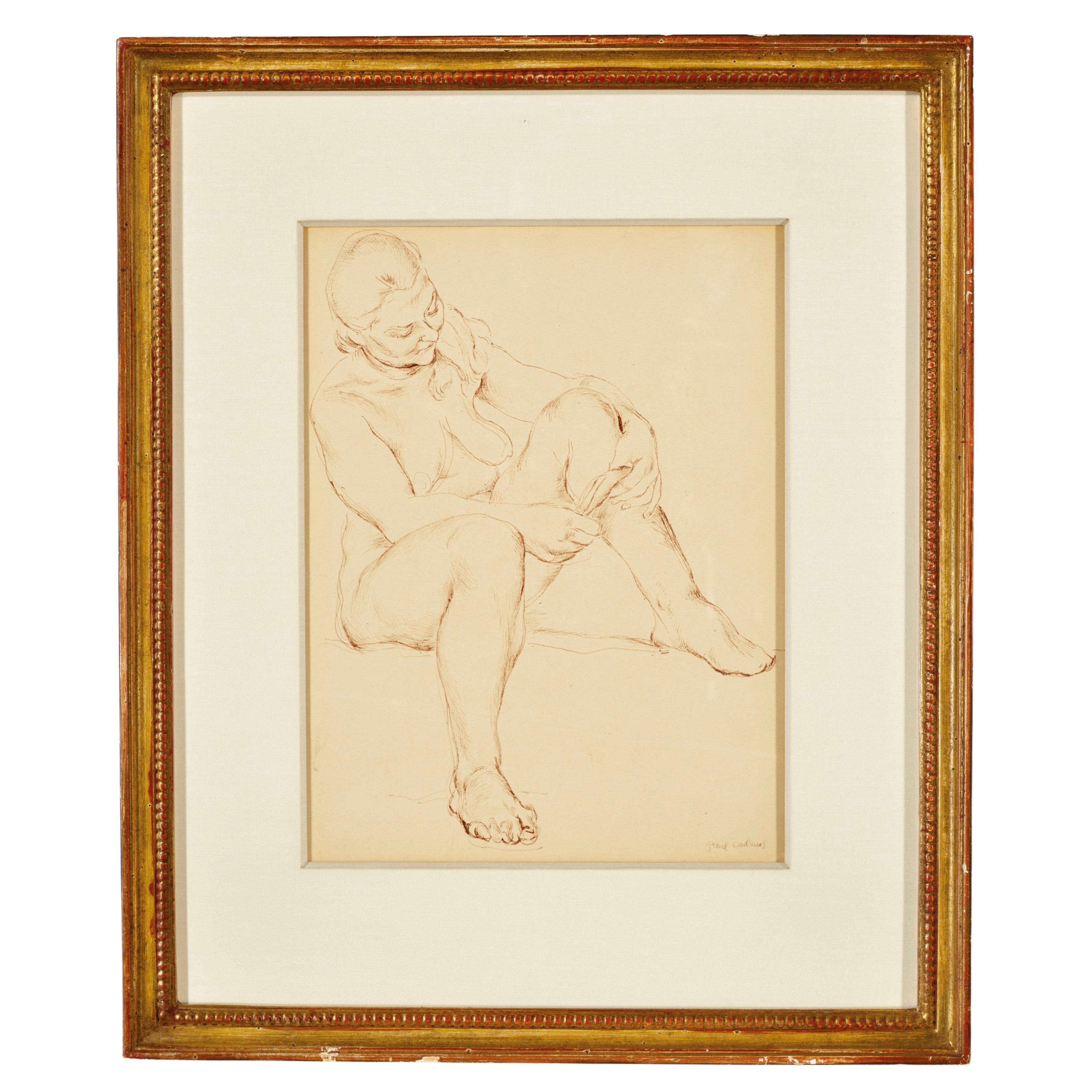 1930s "Female Nude 'From My Sketchbook #C'" Ink Drawing by Paul Cadmus