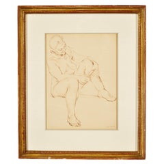 Vintage 1930s "Female Nude 'From My Sketchbook #C'" Ink Drawing by Paul Cadmus