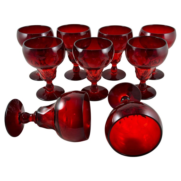 Unique Vintage, Dining, Vintage Ruby Red Textured Drinking Glasses Heavy  Set Of 4 Glassware Drinkware