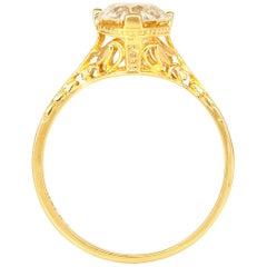 Anello di fidanzamento in filigrana anni '30 in oro giallo 18 carati