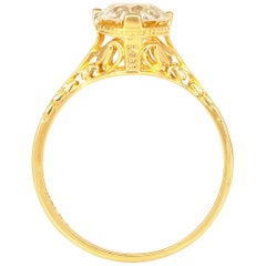 1930s Filigree 18 Karat Yellow Gold Engagement Ring