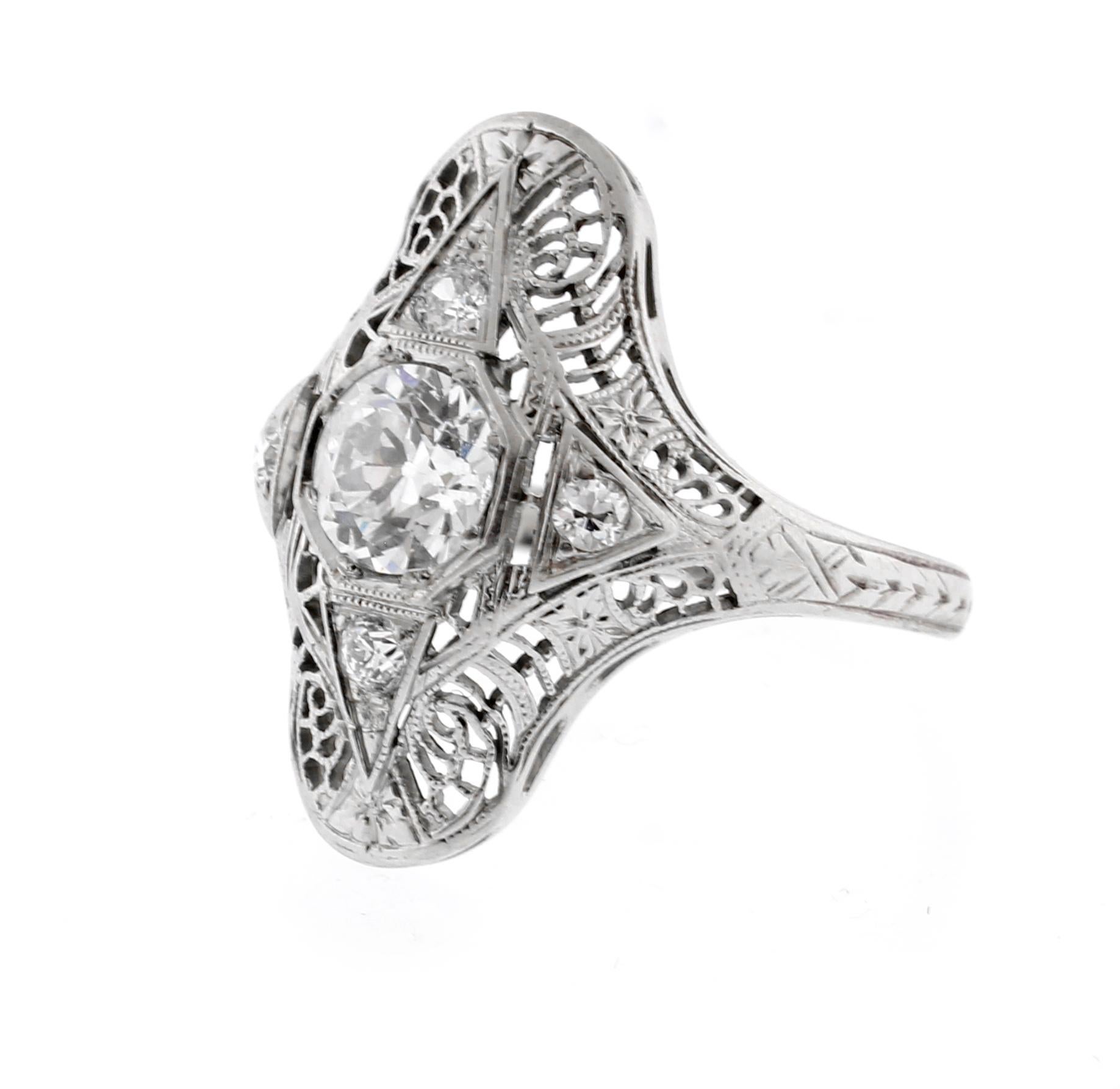 Women's 1930s Filigree Old European Diamond Ring