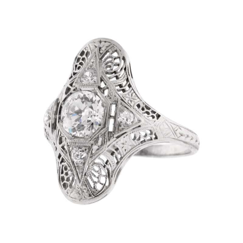 Vintage 1930s 1.50 Carat Old European Cut Diamond Ring For Sale at ...