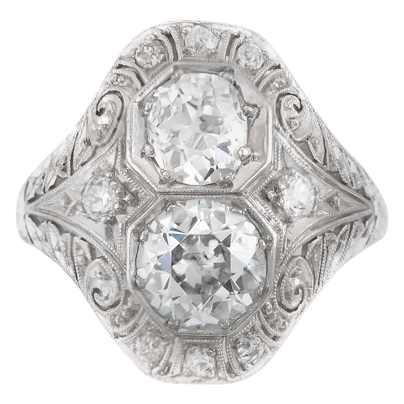 1930s Filigree with Diamonds Ring