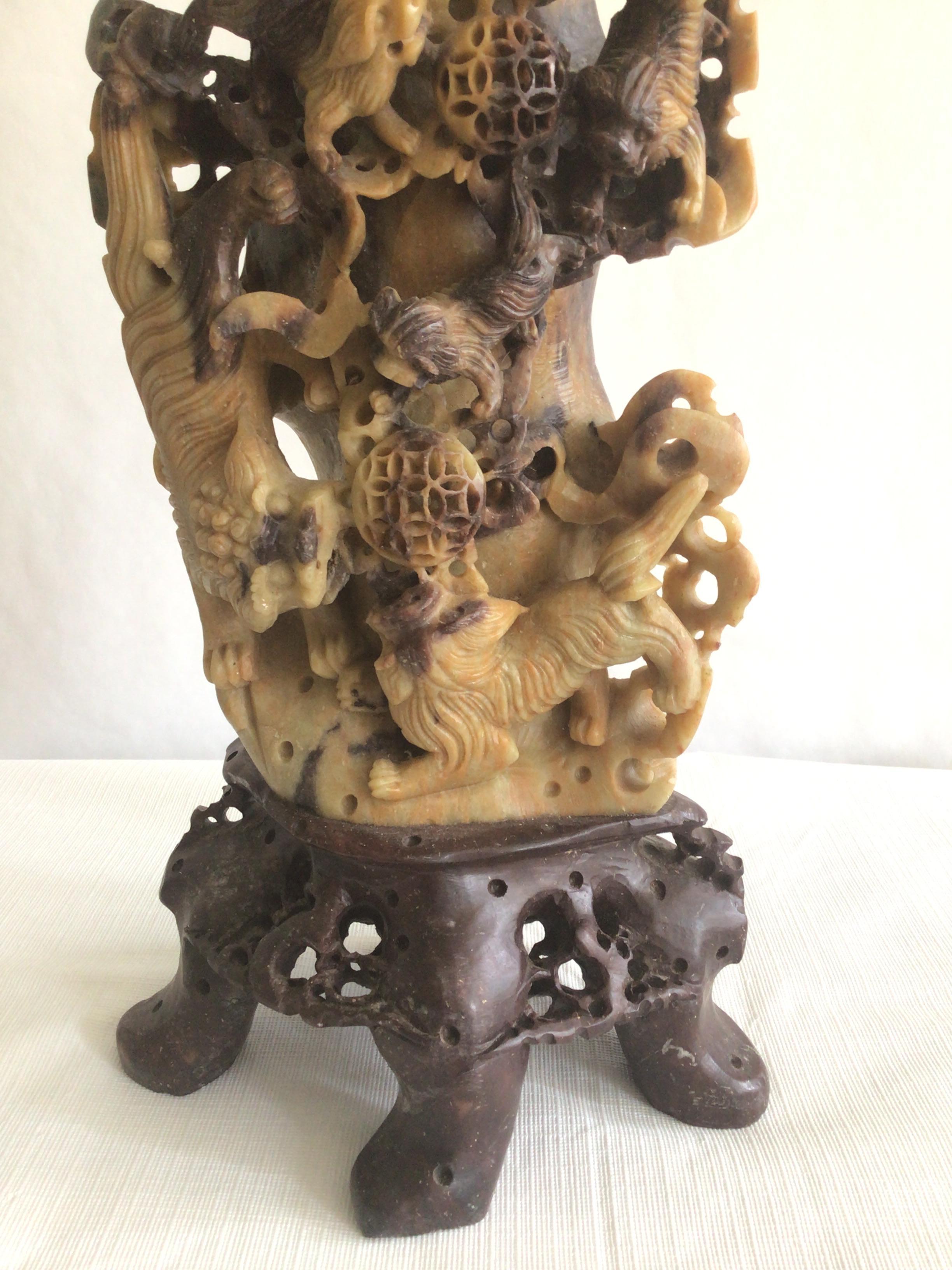 Mid-20th Century 1930s Finely Carved Soapstone Statue For Sale