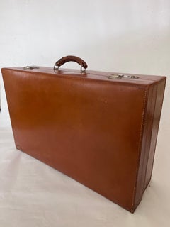 1930 Finnigans of London Maleta de lujo de cuero coñac Interior rojo rubí