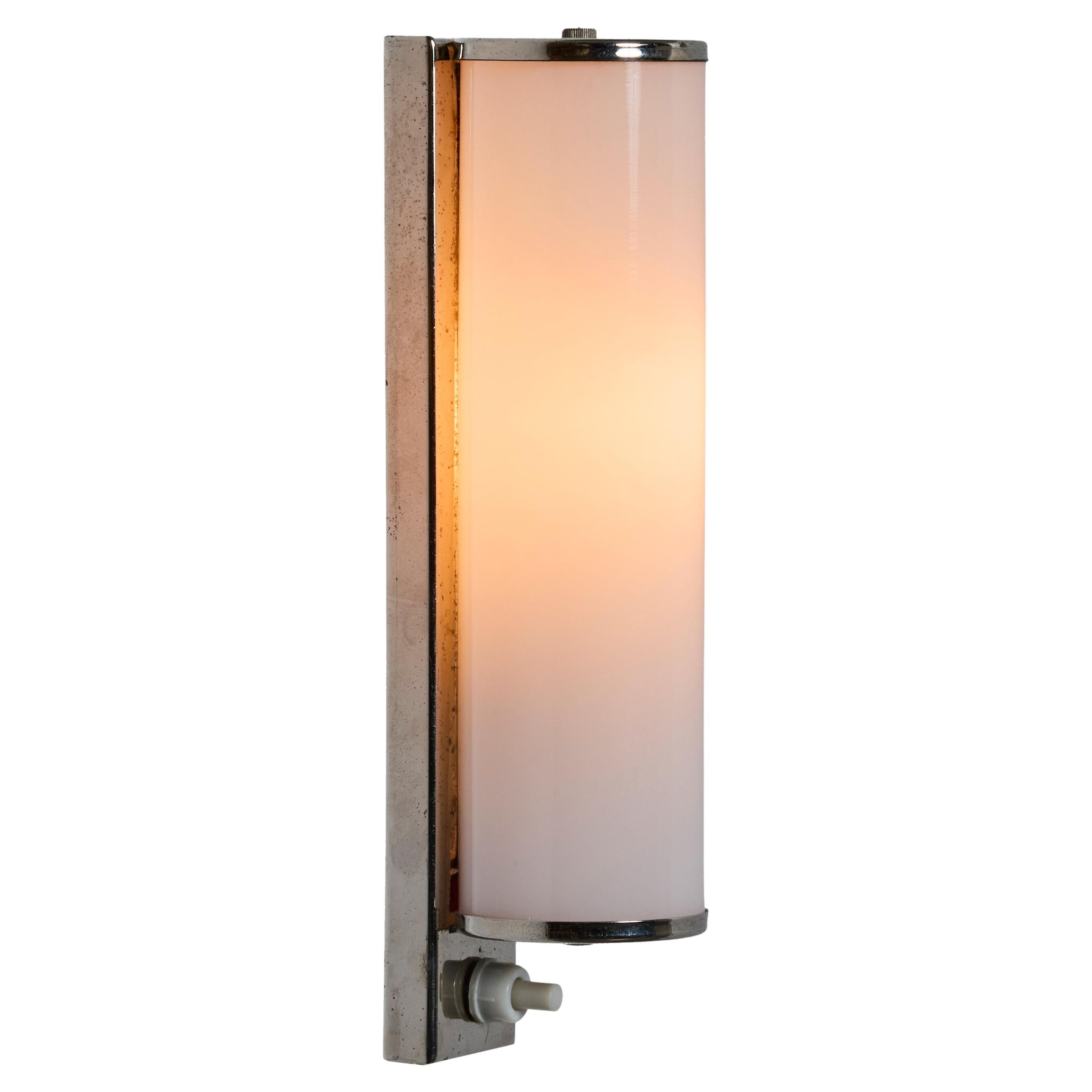 1930s Finnish Cylindrical Glass Plug-in Wall Lamp in the Manner of Paavo Tynell