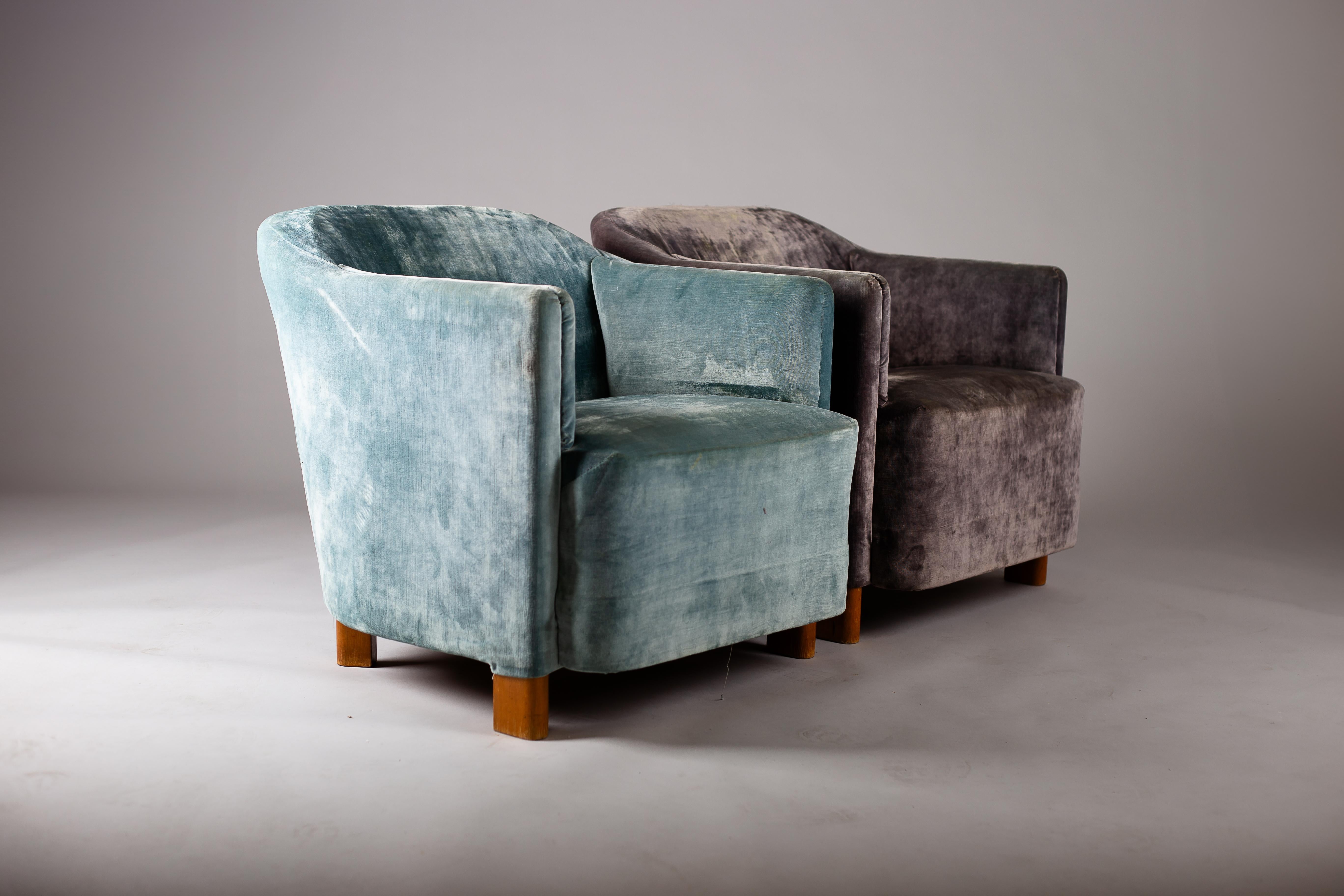 1930s Finnish lounge chairs model 217 Continent, for ASKO In Fair Condition For Sale In Turku, Varsinais-Suomi