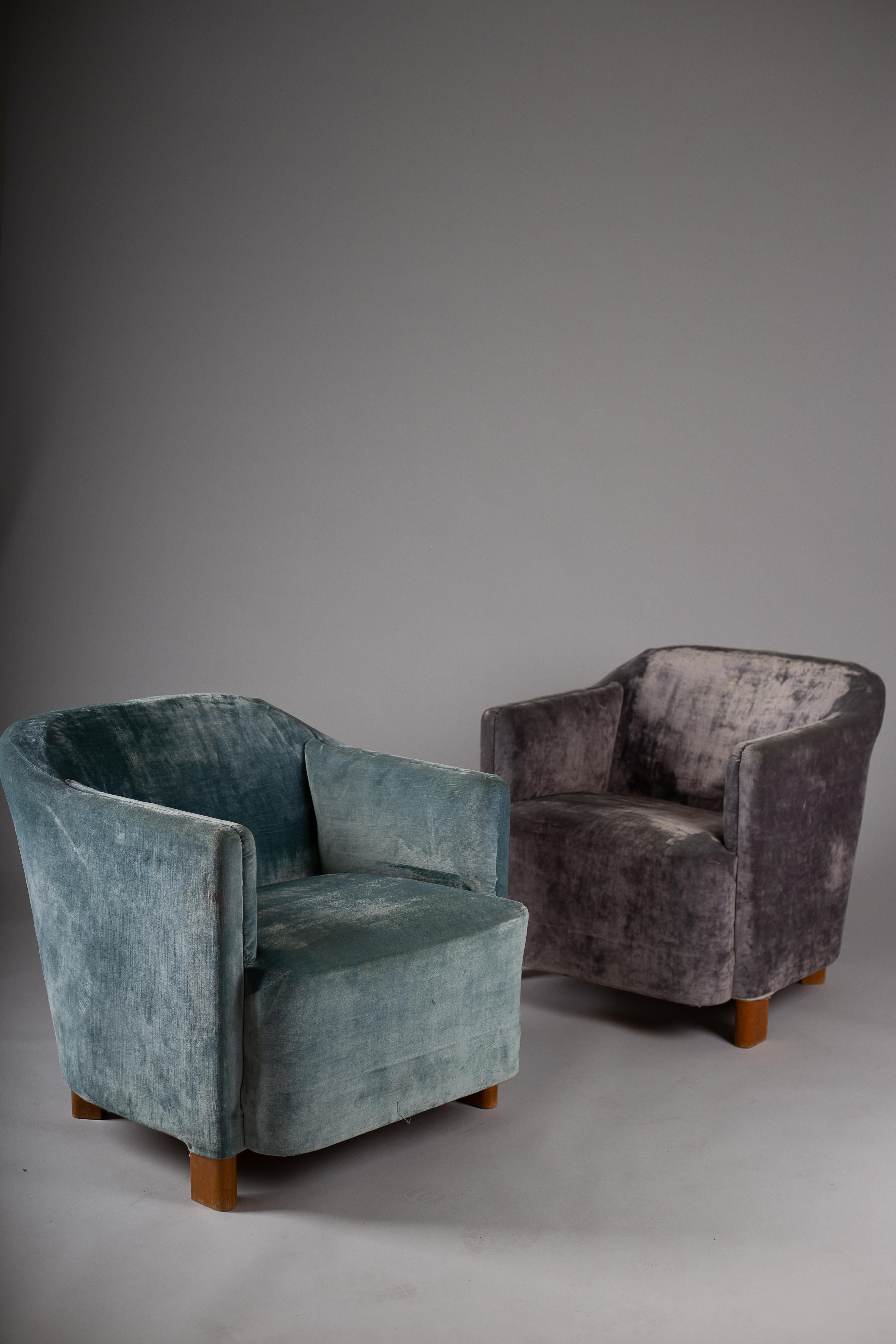 Upholstery 1930s Finnish lounge chairs model 217 Continent, for ASKO For Sale
