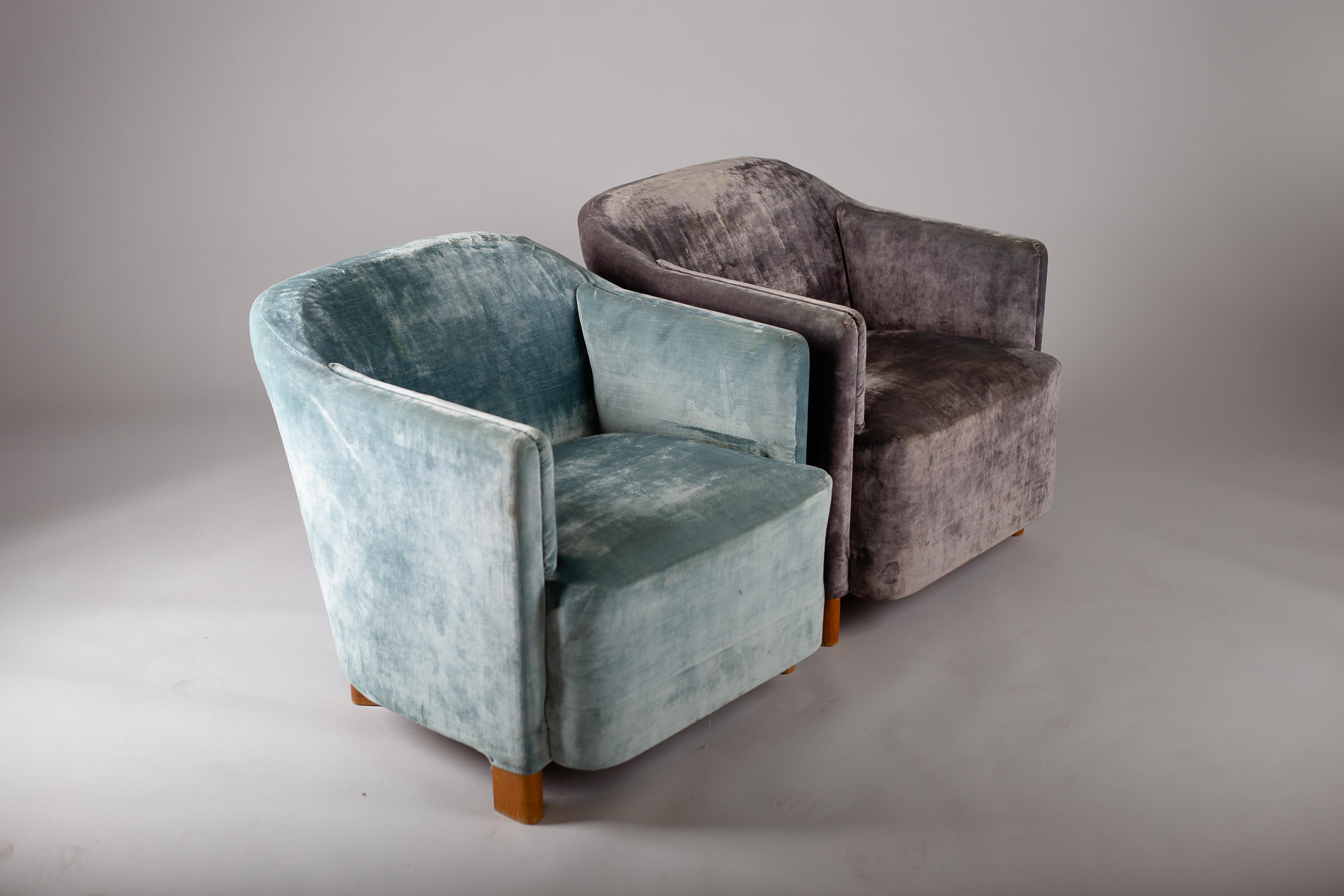 1930s Finnish lounge chairs model 217 Continent, for ASKO For Sale 1