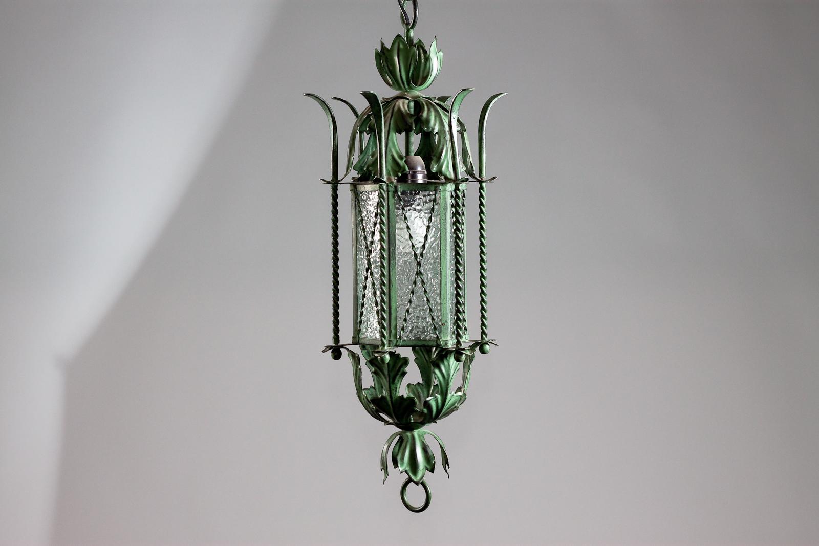 Glass 1930's Finnish wrought iron lantern light