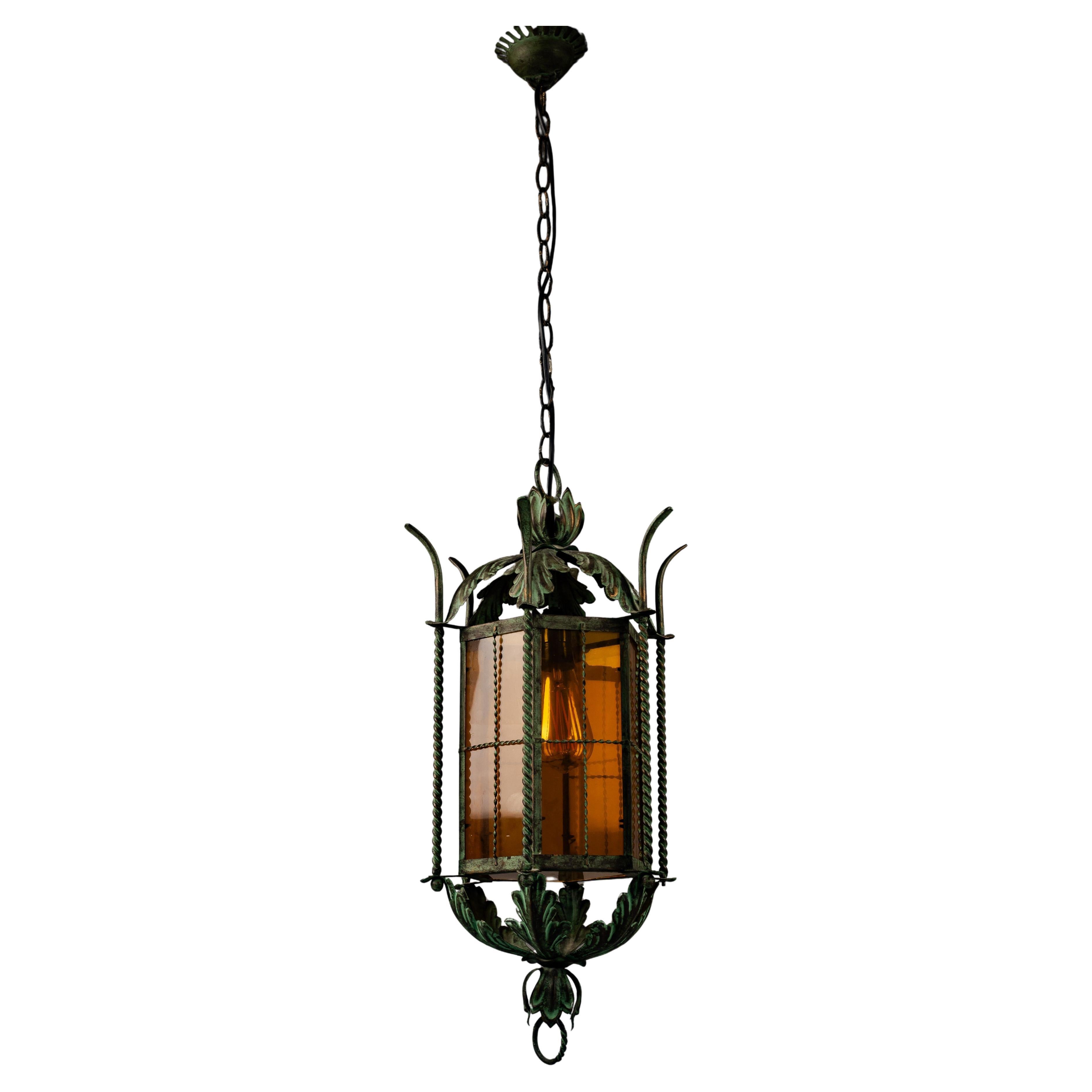 Wrought Iron Lantern Light by Taidetakomo Hakkarainen, Finnish, 1930s