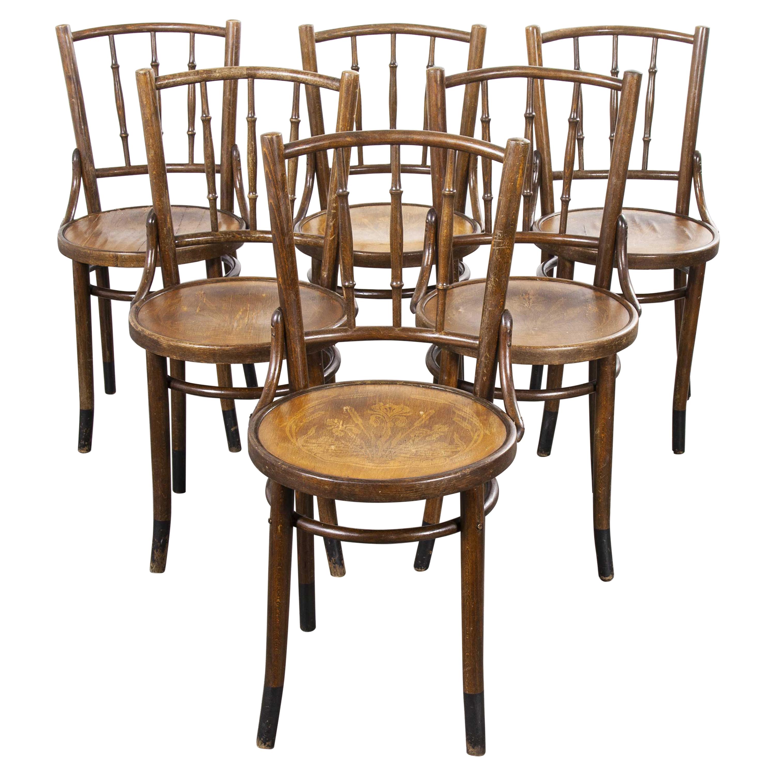 1930s Fischel French Bentwood Dining Chairs, Set of Six