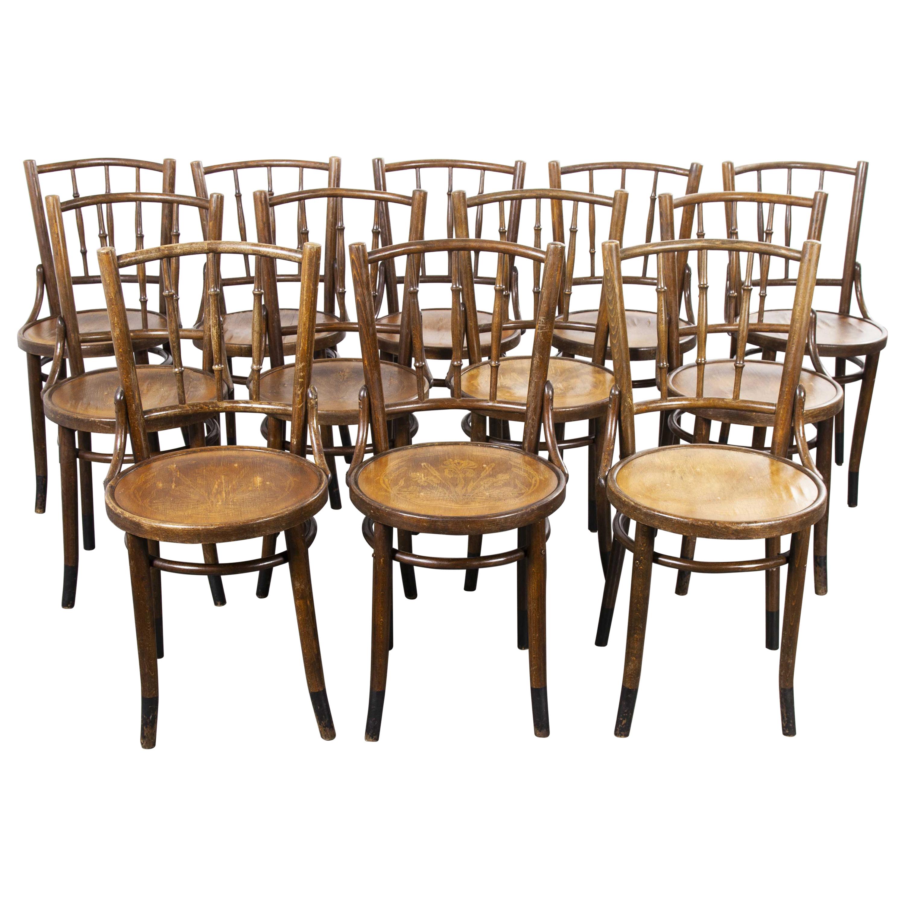1930s Fischel French Bentwood Dining Chairs, Set of Twelve