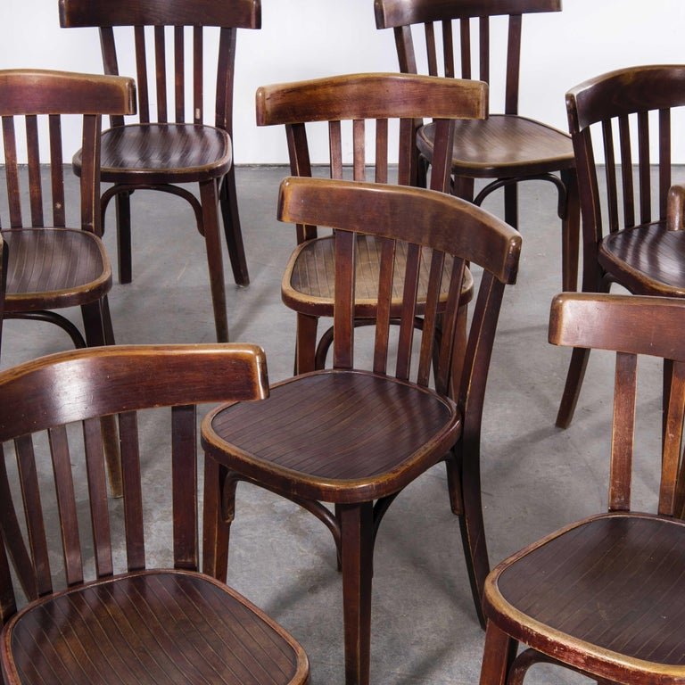 1930's Fischel French Bentwood Saddle Back Dining Chairs, Set of Ten For Sale 4