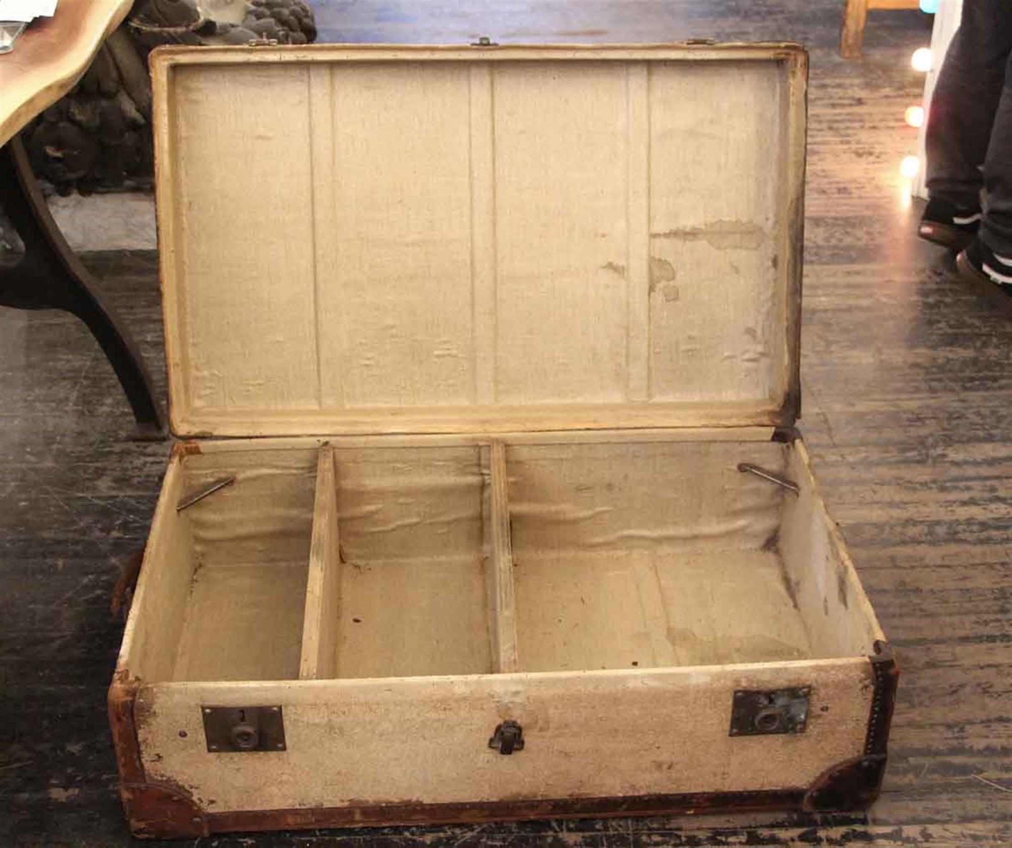 1930s Flat Top Shipping Trunk In Fair Condition In New York, NY