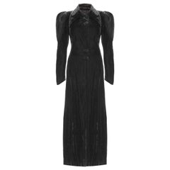1930s Floor Length Art Deco Black Panne Silk Velvet Coat