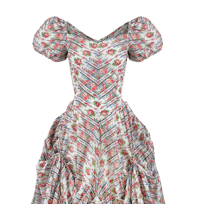 1930s Floral Cotton Polynesian Style Dress In Excellent Condition For Sale In London, GB