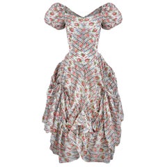 1930s Floral Cotton Polynesian Style Dress