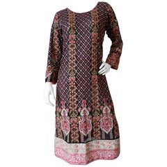 1930s Floral Embroidered Caftan Dress