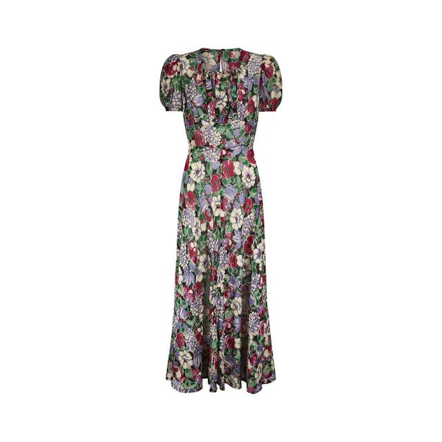 Graphic Seersucker Floral Print 1930s Wrap Dress For Sale at 1stDibs