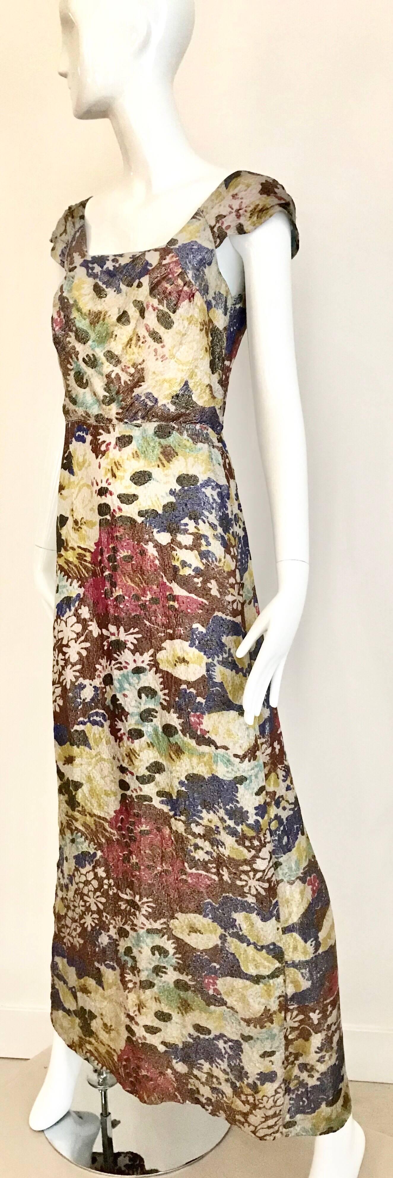 1930s Floral Print Silk Lamé Cocktail Day Dress For Sale at 1stDibs ...