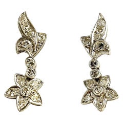 Años 30, Pendientes Flores Diamante Paladio