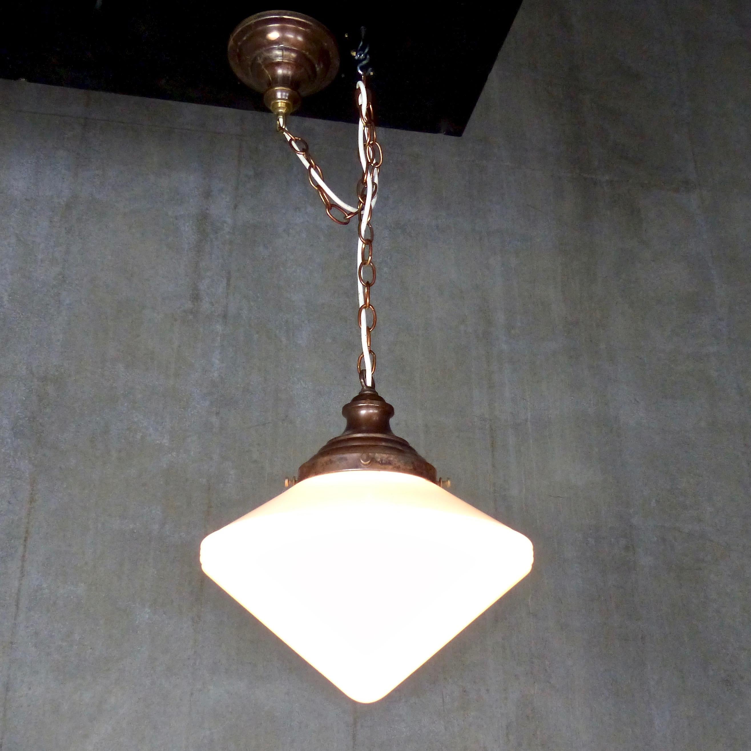 North American 1930s “Flying Saucer” Style Pendant Light For Sale