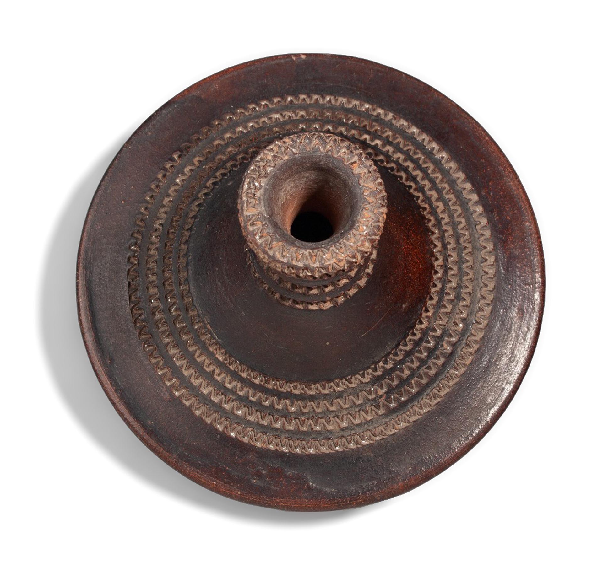 Carved 1930s Folk Ceramic Vase with Incised Decorative Patterns by Jean Besnard, France For Sale