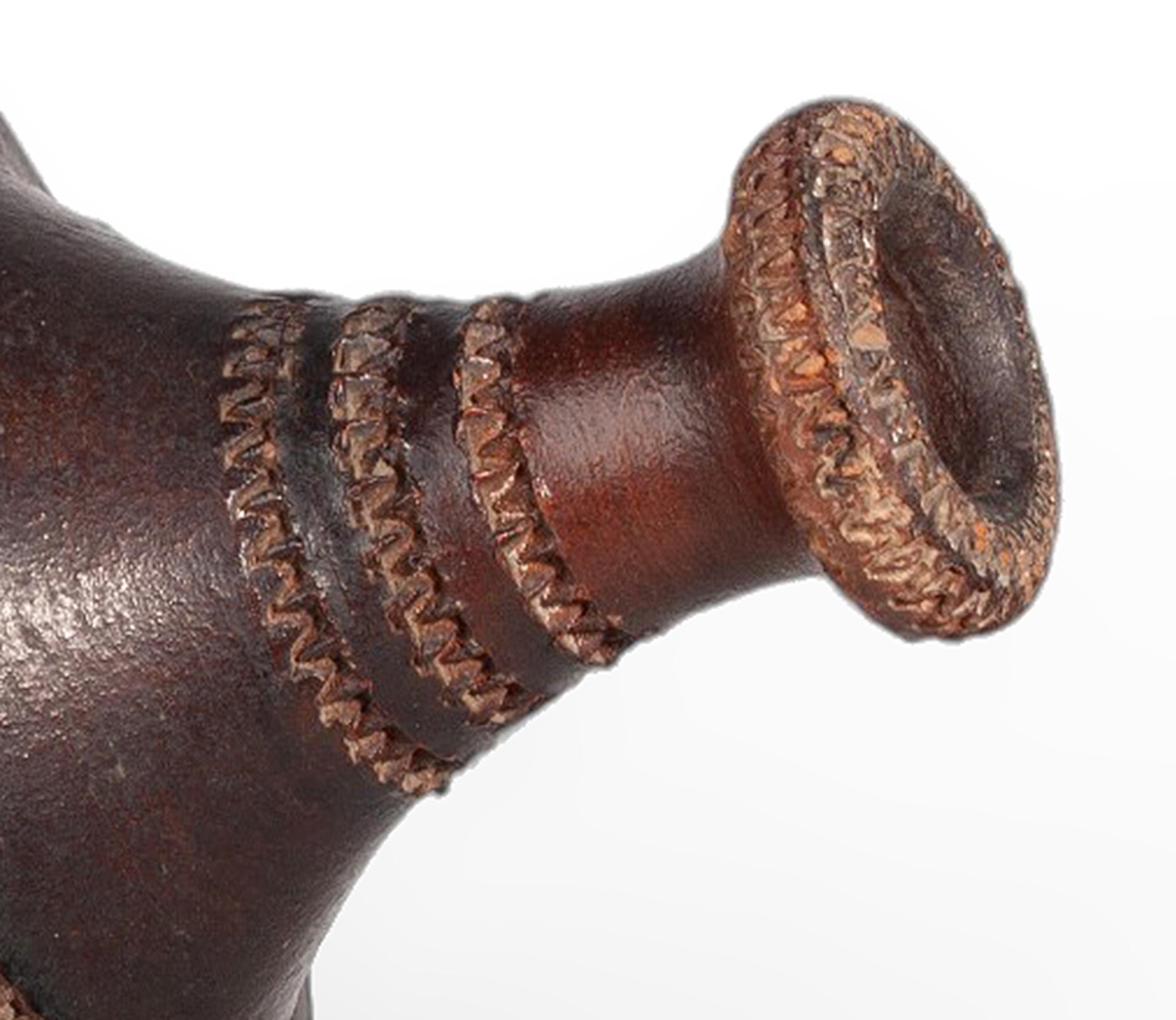 1930s Folk Ceramic Vase with Incised Decorative Patterns by Jean Besnard, France For Sale 1