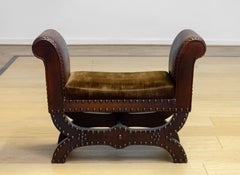 1930er Fußhocker mit patiniertem braunem Leder von Otto Schulz für Boet Göteborg