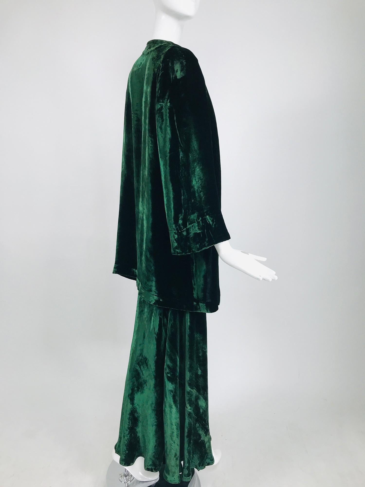 1930s Forest Green Velvet Bias Cut Dress and Jacket  3