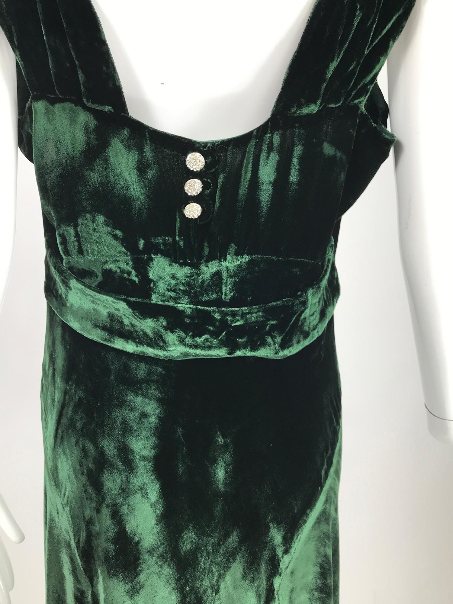 1930s Forest Green Velvet Bias Cut Dress and Jacket  8