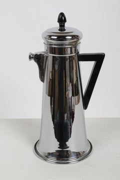 1930s Forman Brothers Art Deco Black Handle Chrome Cocktail Shaker with Recipes
