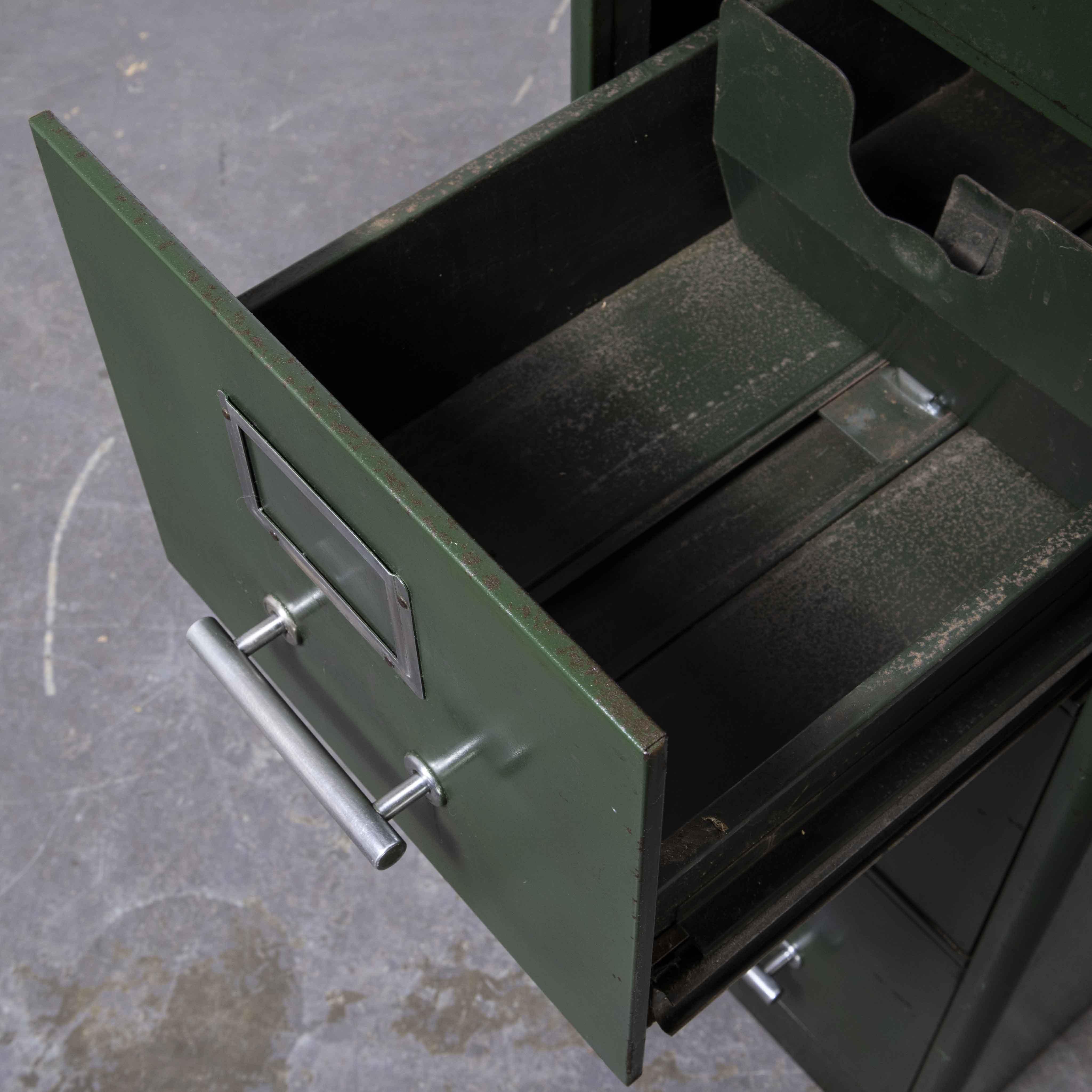 British 1930's Four Drawer Milners Steel Filing Cabinet