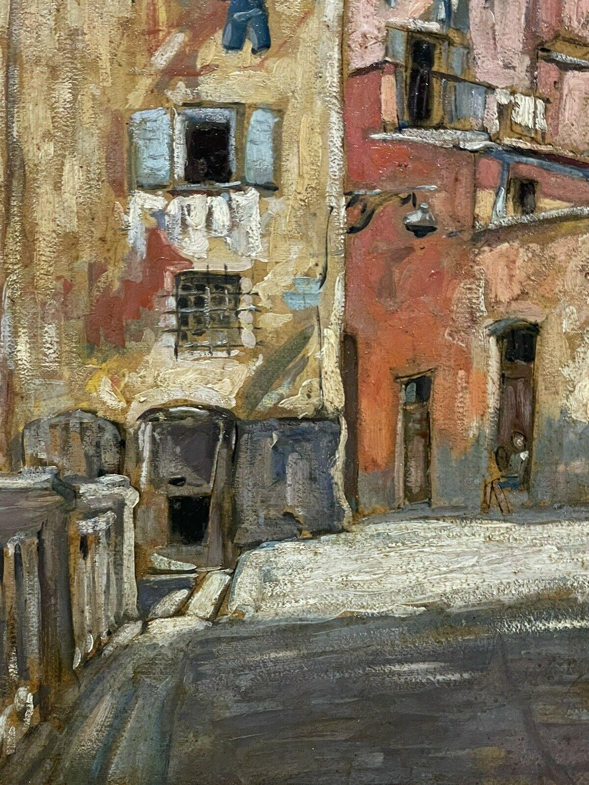 The Old Town Nice, South of France, Signed French Modernist Oil 1930's - Brown Figurative Painting by 1930's French