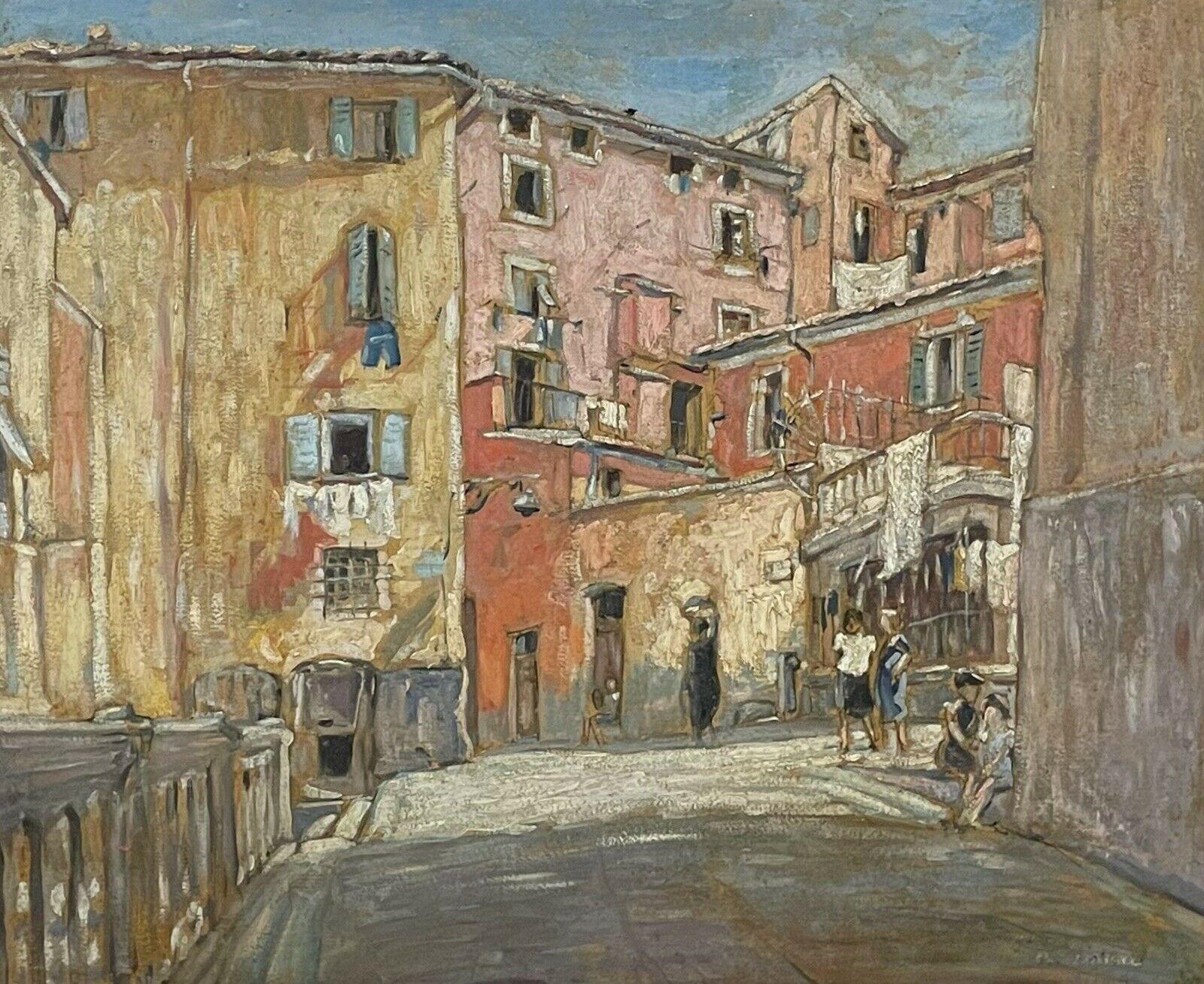 Figurative Painting de 1930's French - La Ciudad Vieja Niza, Sur de Francia, Firmado Óleo Modernista Francés Años 30