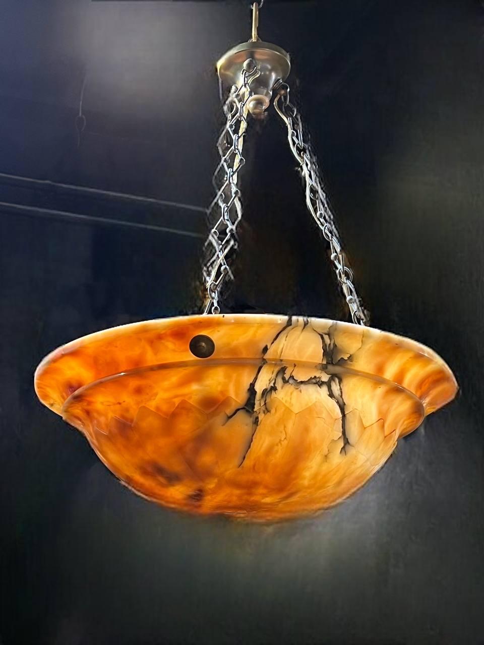 Mid-20th Century 1930's French Alabaster Light Fixture  For Sale