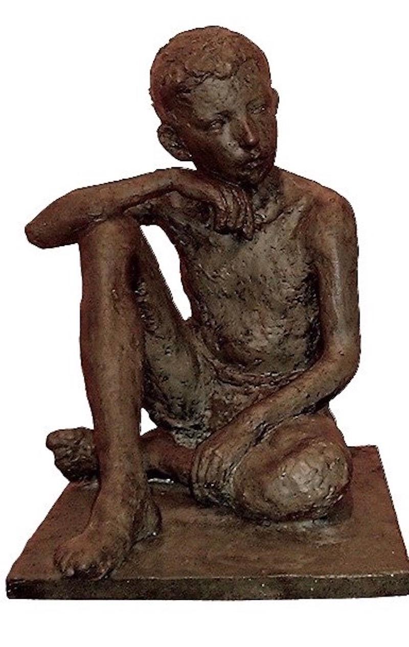 Sculture di bambini antichi a grandezza naturale degli anni '30 in Francia con finitura in bronzo In condizioni ottime in vendita a New York, NY