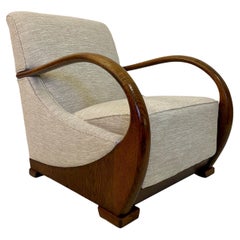 1930S French Armchair in Linen With Curved Arms