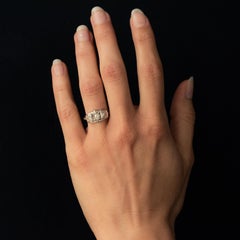 1930s French Art Deco 18 Karat White Gold Diamond Rectangular Ring