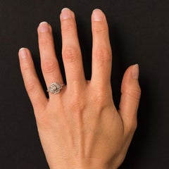 1930s French Art Deco 18 Karat White Gold Platinum Diamond Ring