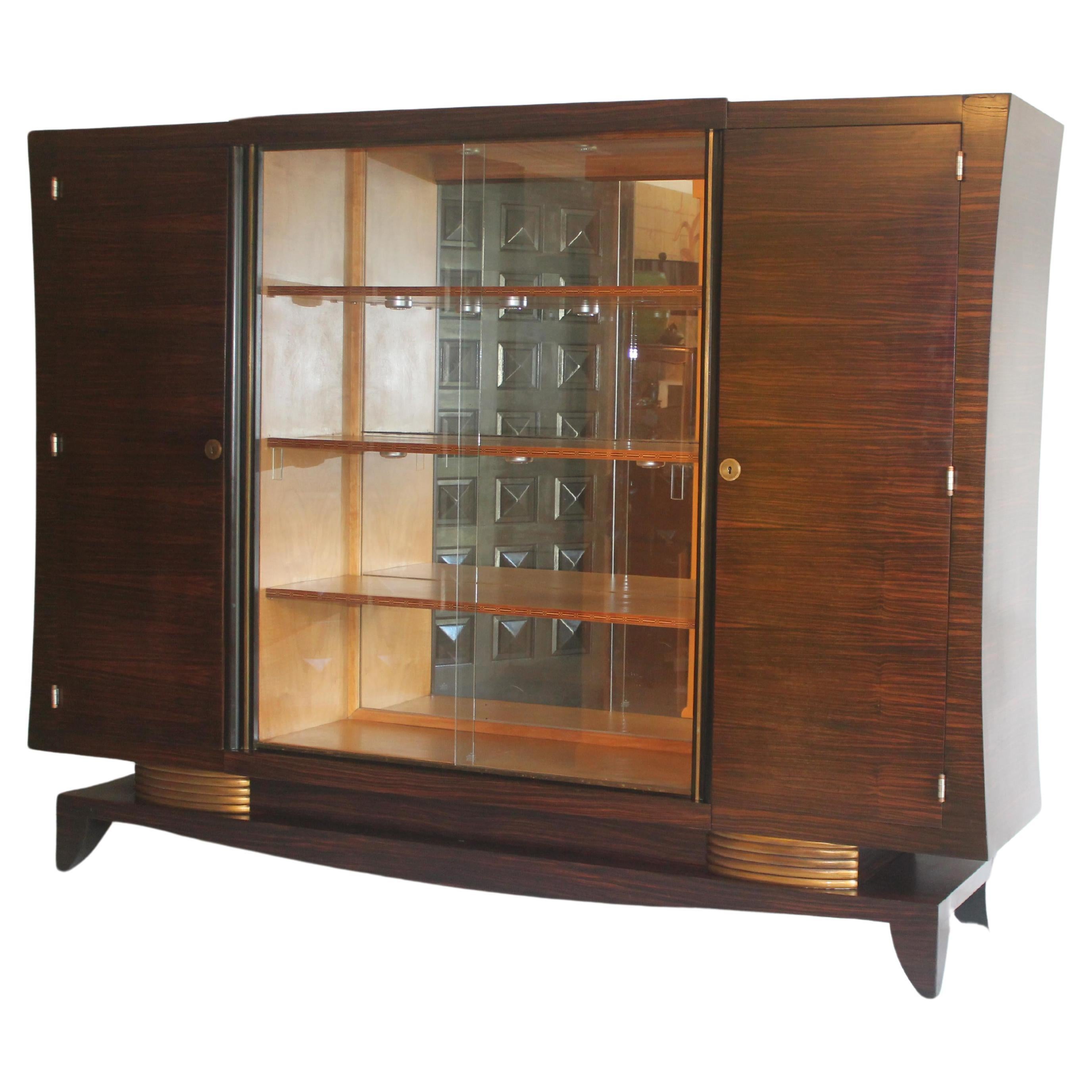 1930s French Art Deco 3 Part Cabinet Secretery/ Vitrine/ Dry Bar Attrib. J.Leleu For Sale