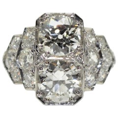 1930s French Art Deco 3.60 Carat Diamond Platinum Ring