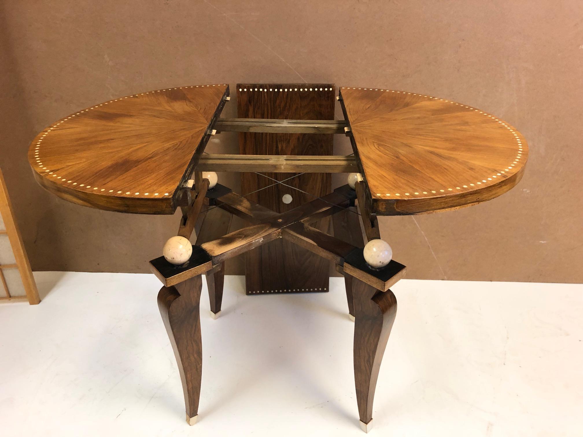 Inlay 1930s French Art Deco Adjustable Table For Sale
