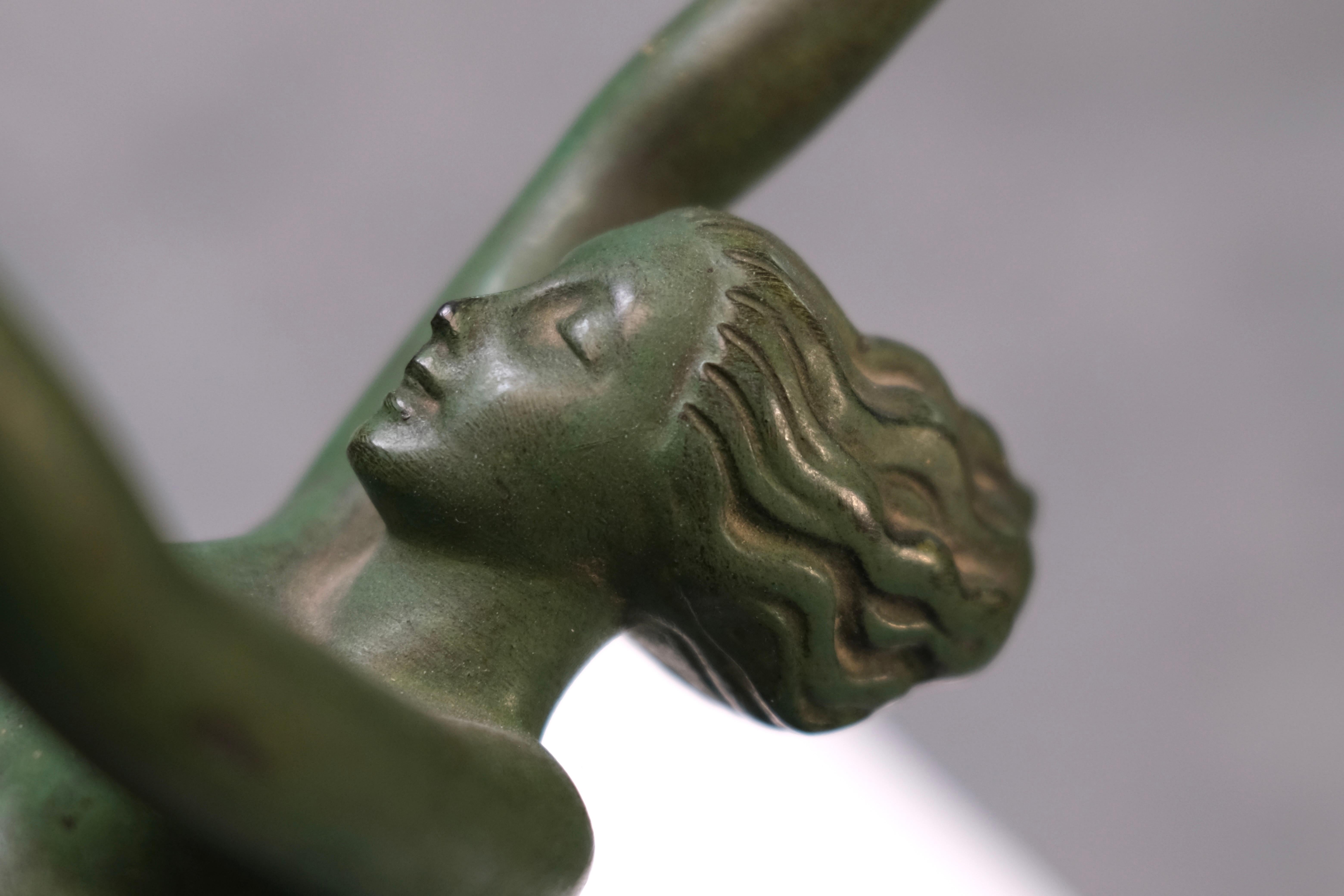 Escultura Art Decó Bailarina Bacchanale de Janle para Max Le Verrier, Francia Años 30 en venta 1